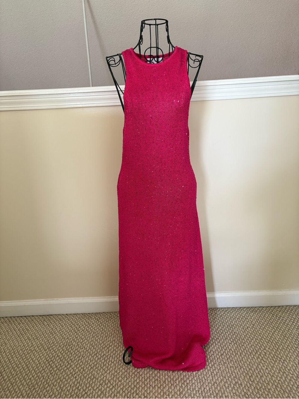 House of Harlow 1960 Sleeveless Fuchsia Knit Maxi Dress